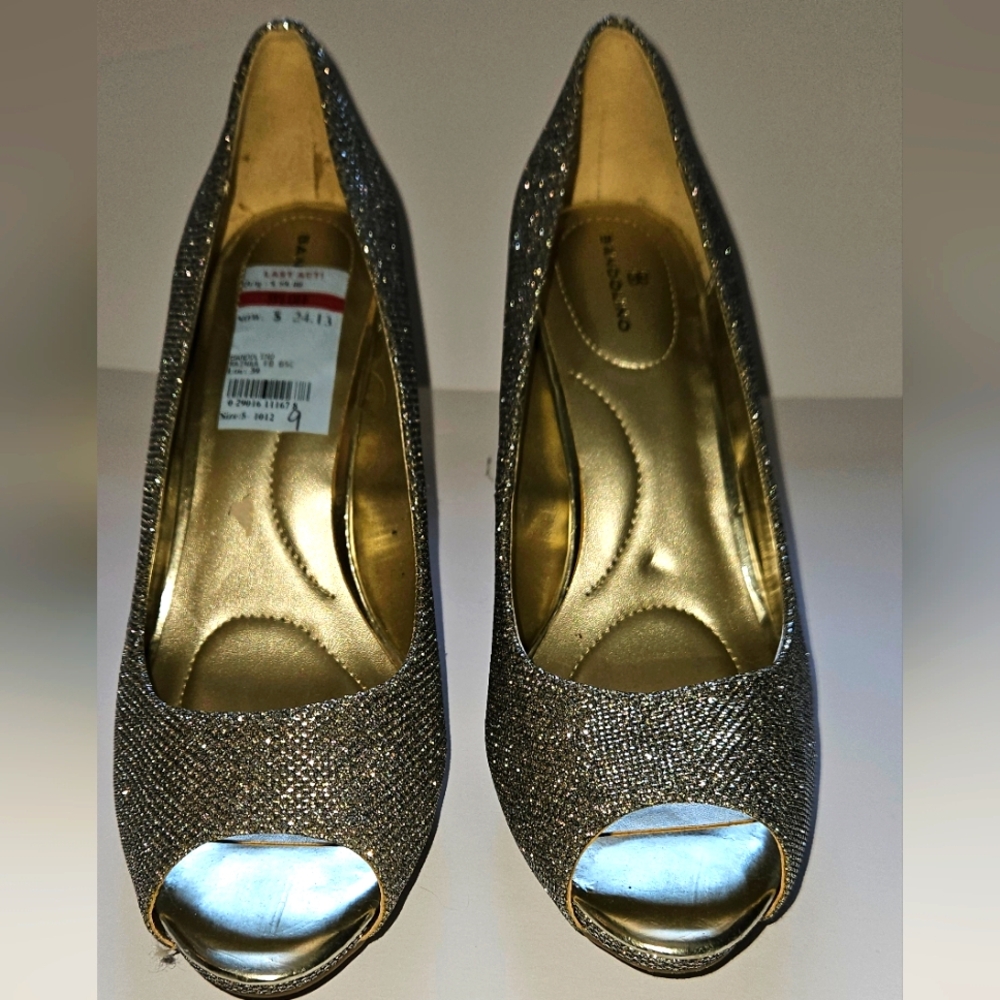 Alfani Silver Glitter Peep-Toe Heels